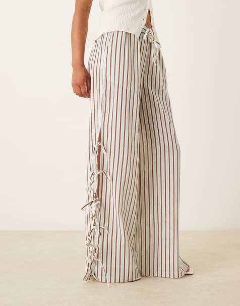 Neon Rose tie-side relaxed fit striped trousers co-ord in multi - view 1