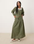 [Neon Rose] Neon Rose tiered check midaxi skirt in beige-Neutral S Beige check