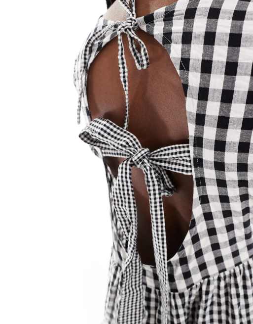 neon rose green gingham dress Zennia Mini Gingham Dress