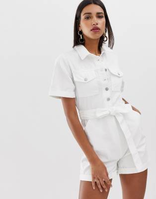 denim playsuit white