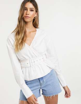 Neon Rose wrap blouse with belted waist | ASOS