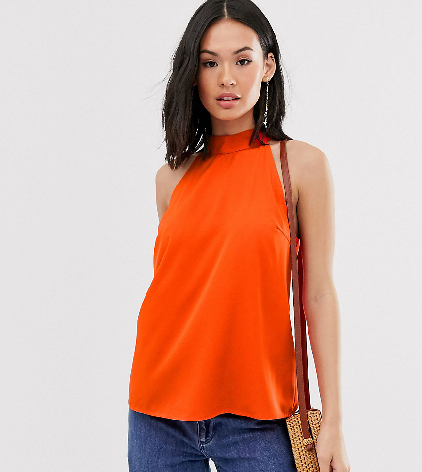 Neonfarvet højhalset top fra Vero Moda Tall-Orange