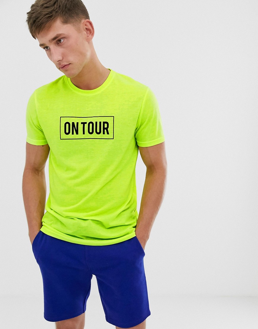 Neonfarvet T-shirt med logo fra Brave Soul-Gul