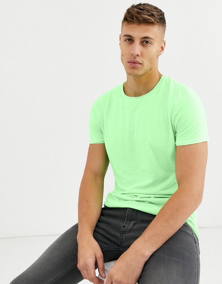Neonfarvet T-shirt med rå kant fra Brave Soul-Grøn