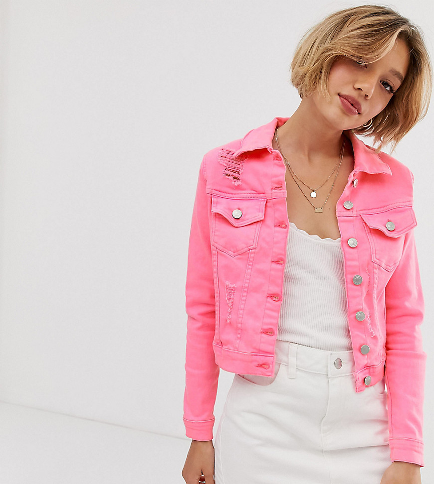 фото Неоново-розовая джинсовая куртка parisian petite-розовый