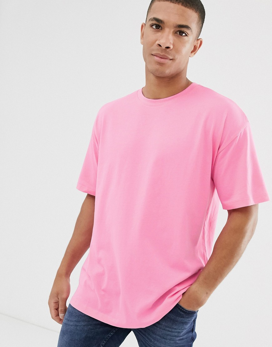 фото Неоново-розовая oversize-футболка new look-розовый