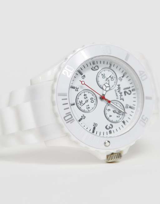 NeonT silicon white strap watch