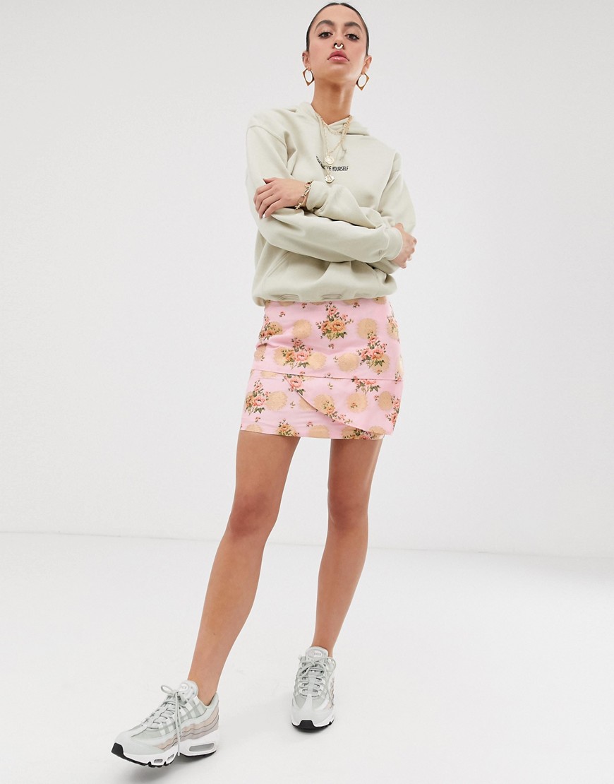 Nesavaali jacquard pineapple & floral print mini skirt-Multi