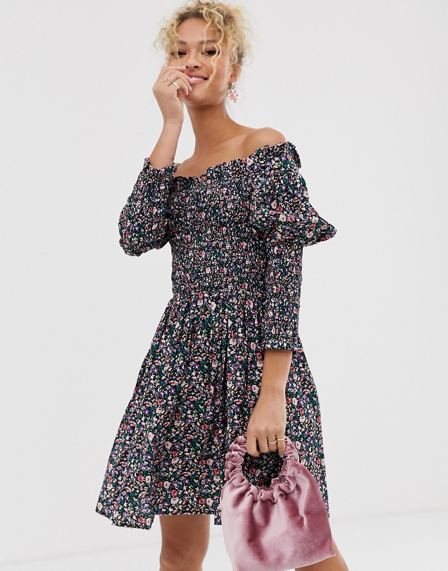 Never Fully Dressed - Aangerimpelde mini-jurk met bloemenprint-Multi