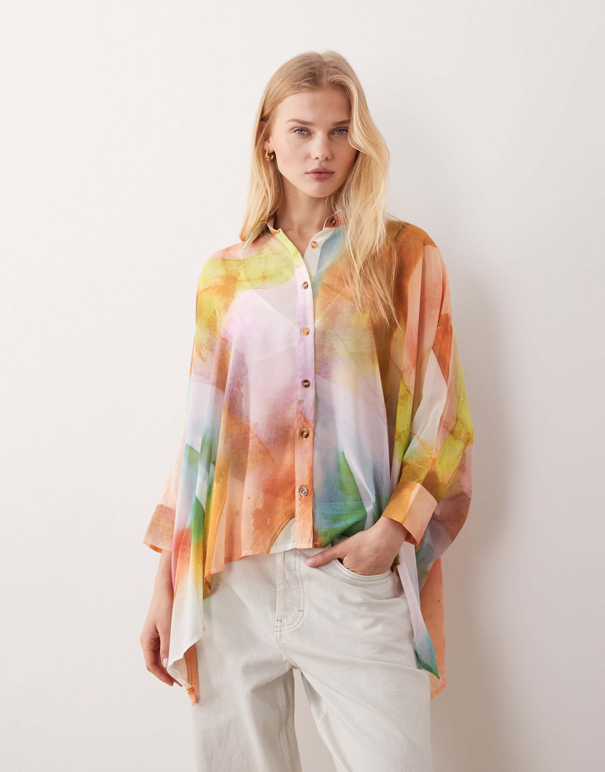 never fully dressed abstract cape shirt in ombre - part of a set