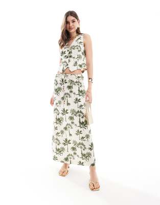 Never Fully Dressed Amy maxi skirt co-ord in green palm print