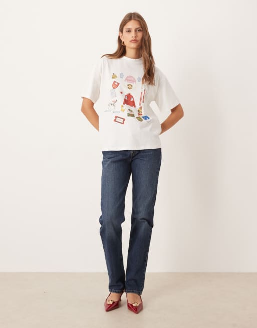 Never Fully Dressed Apres ski graphic t-shirt in white, 3 of 4