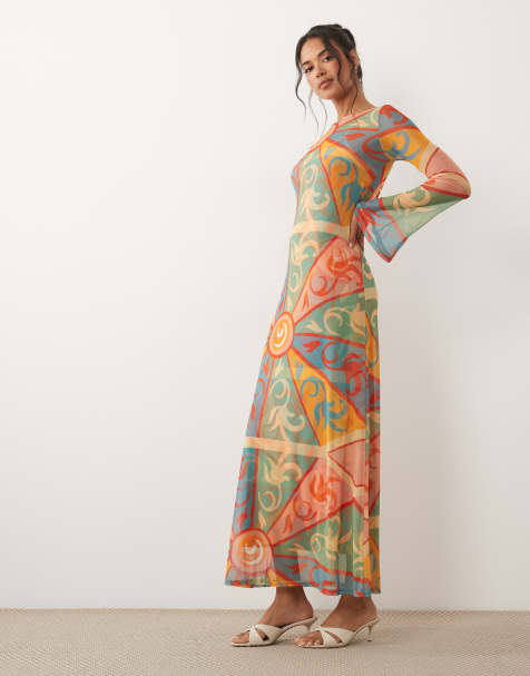 Never Fully Dressed - Aria - Maxi jurk van mesh met lange mouwen en caleidoscoopprint - view 1