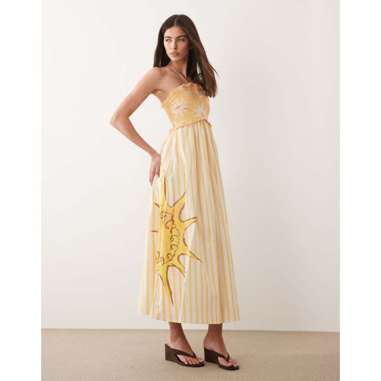 knee length dresses for ladies Cotton & Linen Halter A Line Long Dress