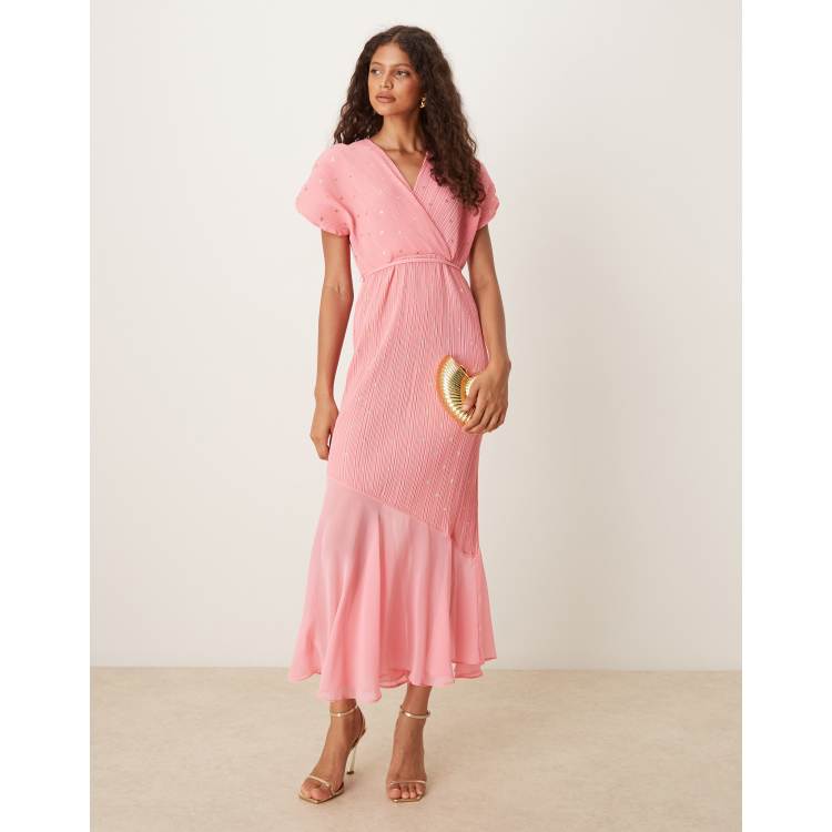 asymmetric midaxi dress in dusty pink Cindy Tulle Corset Midaxi Dress in Dusty Rose main image 0