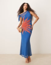 Topshop relaxed halterneck maxi dress in lime