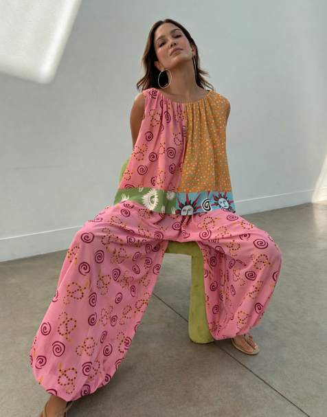 Never Fully Dressed balloon pants in multi print - part of a set - view 1