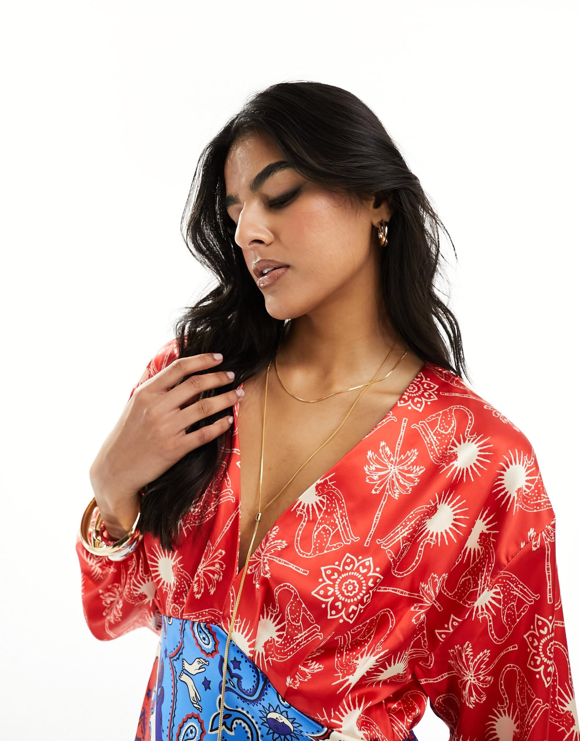 never fully dressed balloon sleeve mini in red bandana print