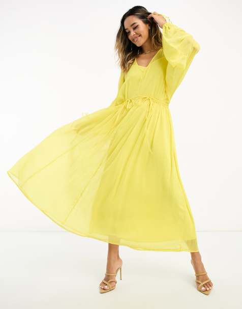 15+ Light Yellow Midi Dress