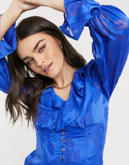 Never Fully Dressed Blue Burn Out Blouse