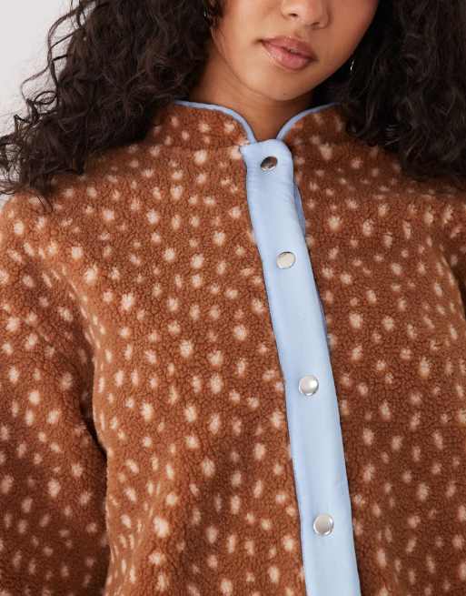 Never Fully Dressed borg reversible jacket in brown deer print, 2 of 4