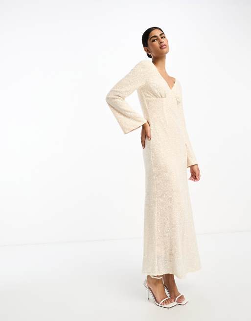 Ivory maxi clearance dress long sleeve