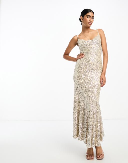 Sequin cowl best sale neck maxi dress