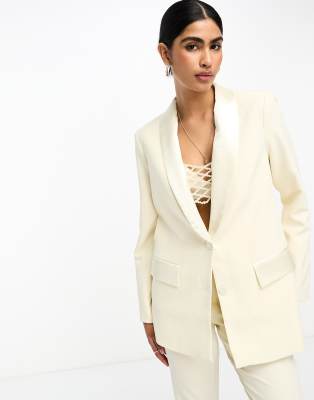 Never Fully Dressed Bridal tailored blazer suit co-ord in ivory - ASOS Price Checker