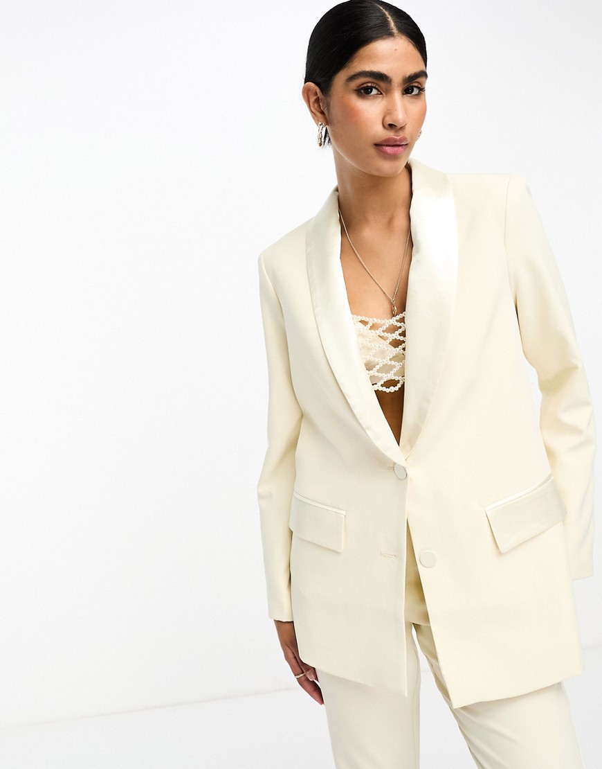 Never Fully Dressed Bridal tailored blazer suit co-ord in ivory-White