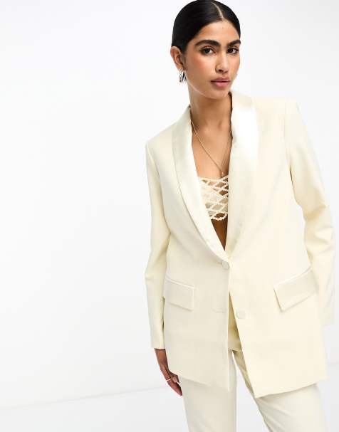 White Wedding Women Suit Set Blazer+Pants 2 Pieces Guest Prom