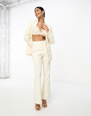 Never Fully Dressed Bridal tailored trouser suit co-ord in ivory - ASOS Price Checker