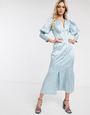 printed button up long sleeve maxi dress