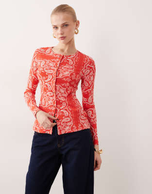 Never Fully Dressed Button-up Long Sleeve Top In Red