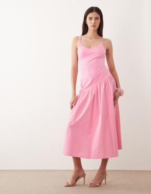 Never Fully Dressed Cami Asymmetric Seam Midi Dress In Multi