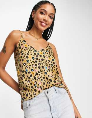 Never Fully Dressed Cami Top In Leopard Confetti Print - Part Of A Set-brown