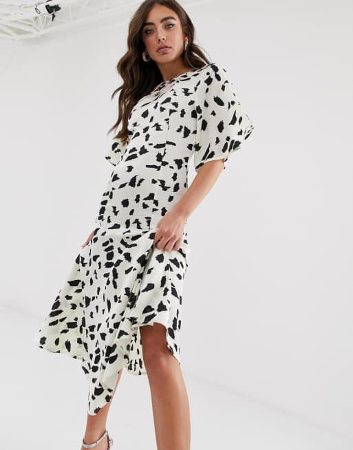 Never Fully Dressed cap sleeve midaxi dress in multi brush stroke | ASOS