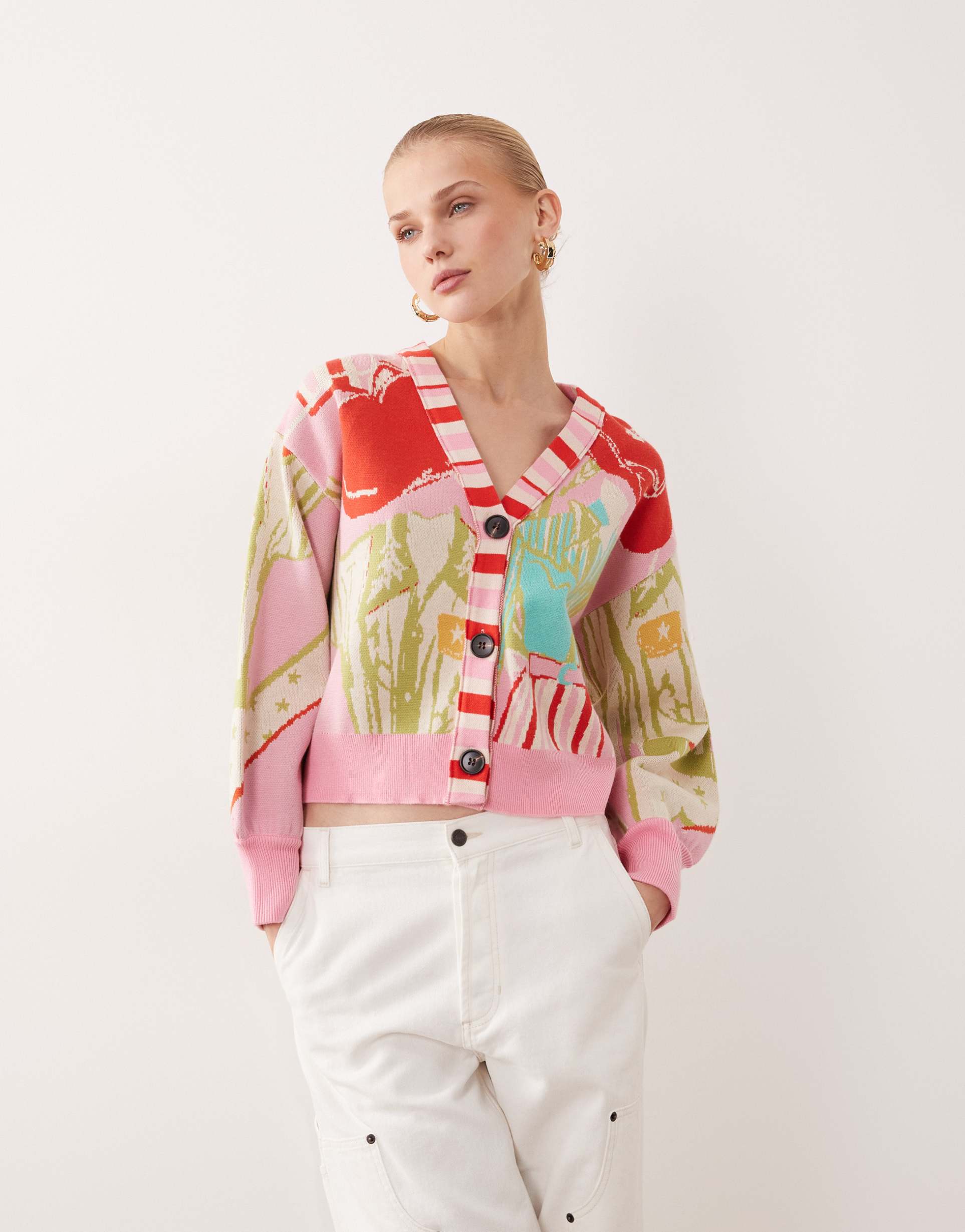 never fully dressed cardigan in mixed dallas print - part of a set