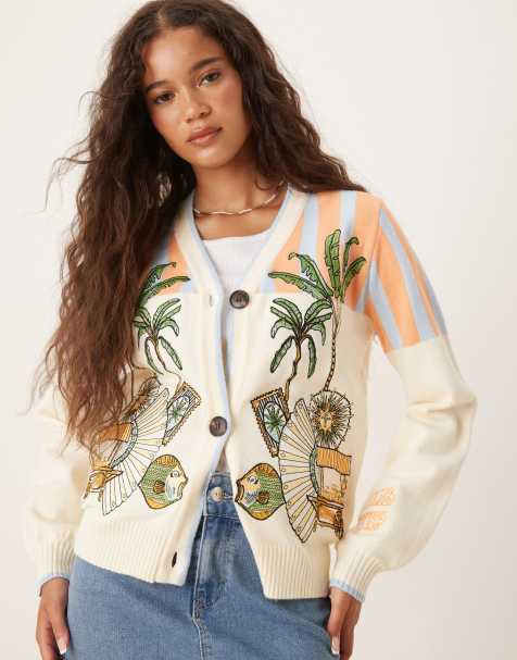 Never Fully Dressed cardigan in palm embroidery - view 1