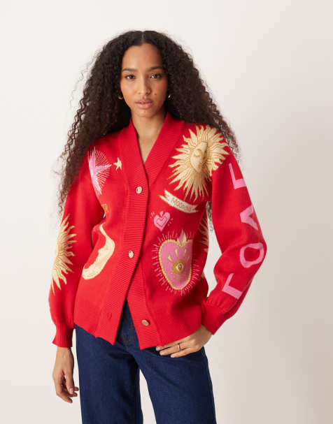 Never Fully Dressed - Cardigan rosso ricamato - view 1