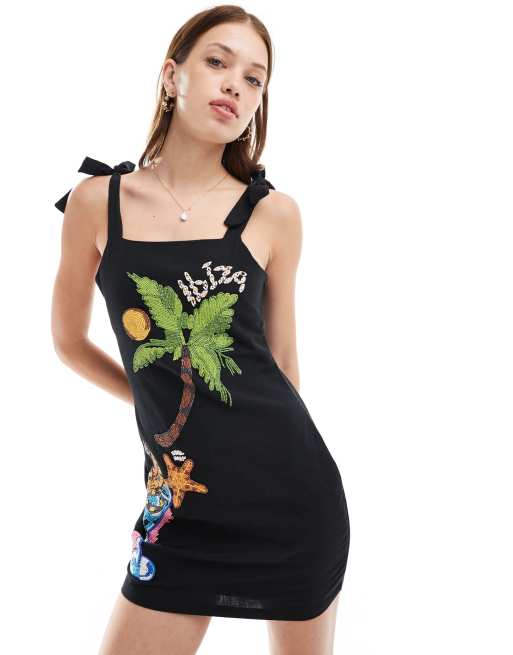 Never Fully Dressed Catalina embellished mini dress in black | ASOS