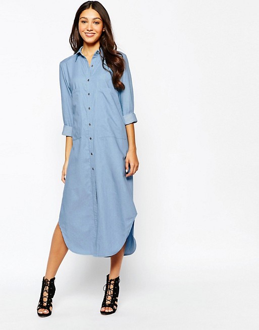 Never Fully Dressed Chambray Oversize Dress with Pockets | ASOS