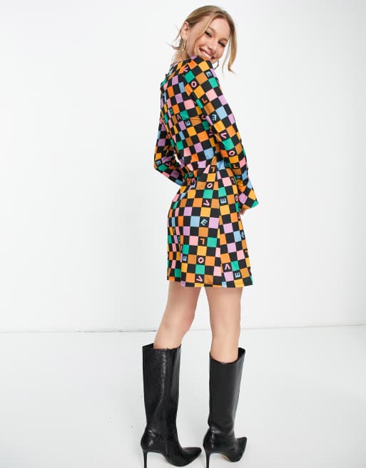 Mini checkered outlet dress