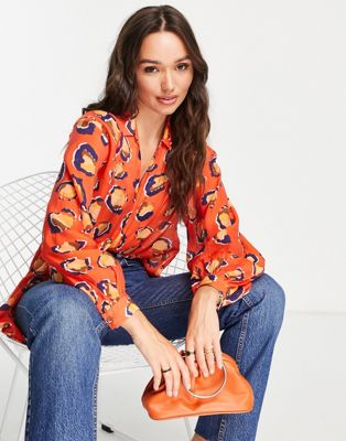 Never Fully Dressed oversized shirt in orange leopard print (part of a set) - ASOS Price Checker
