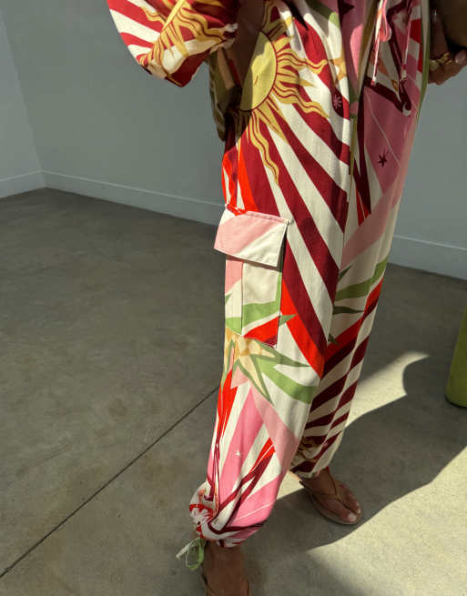 Never Fully Dressed Cirque cargo trouser co-ord in all over multi print, 2 of 4