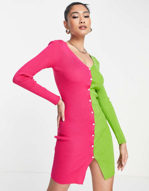 Never Fully Dressed clash rib knit mini dress in multi