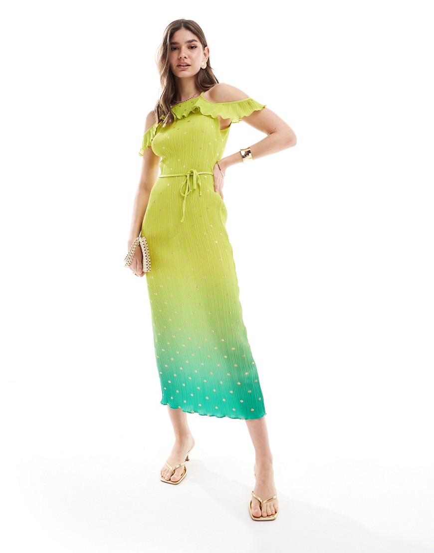 Never Fully Dressed Claudia gold fleck maxi dress in yellow tie dye
