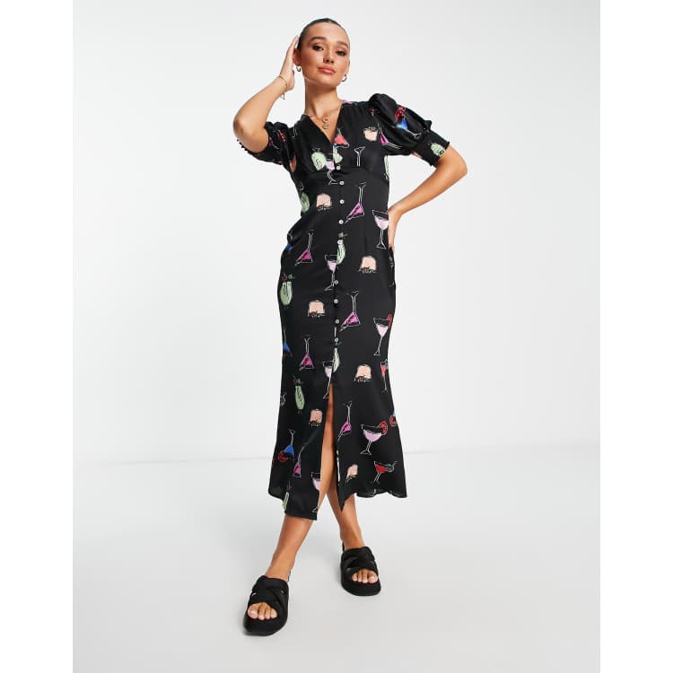 ClassicfuncenterShops Pantalon Sarouel Jean Denim Never Fully Dressed cocktail lindos midi dress in black