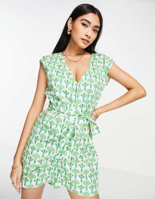 green and white playsuit