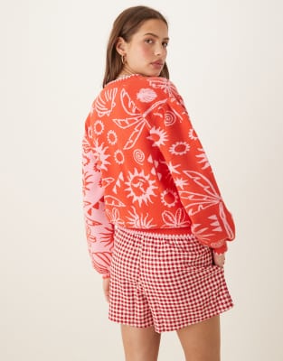 Never Fully Dressed Color Block Cardigan In Red