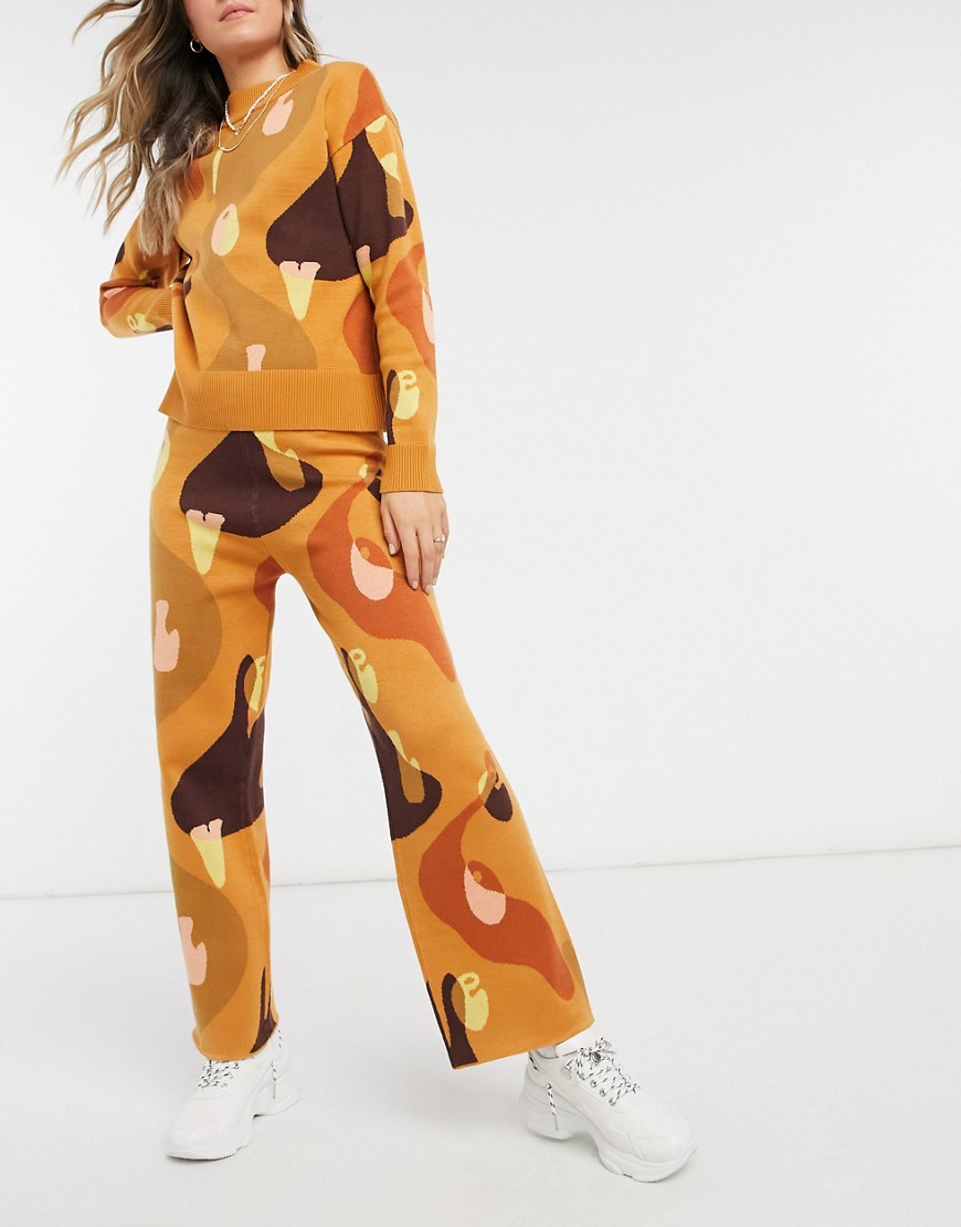 Never Fully Dressed - Combi-set - Gebreide flare-broek met gemengde abstracte print-Verschillende kleuren